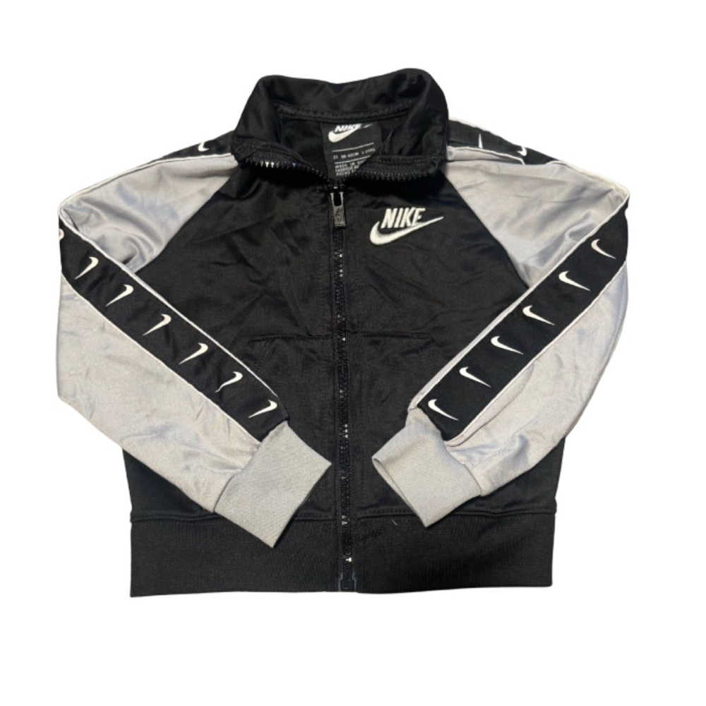 Nike Toddler Track Jacket Black Gray Swoosh Logo Full Zip | 2T NWOT